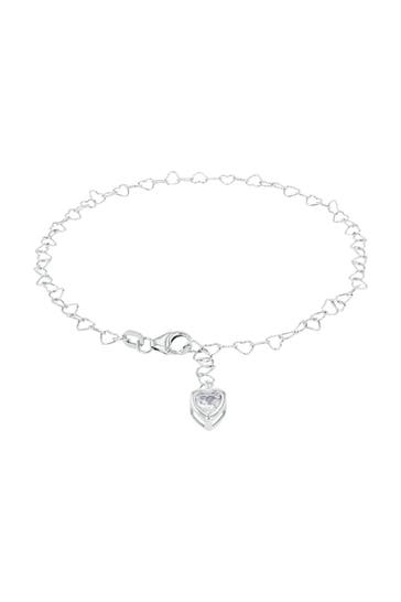 AMOR Fußkette für Damen, 925 Sterling Silber, Zirkonia synth. | Herz