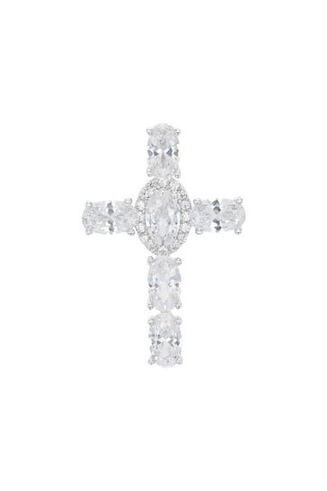 AMOR Motivanhänger für Damen, 925 Sterling Silber, Zirkonia synth. | Kreuz