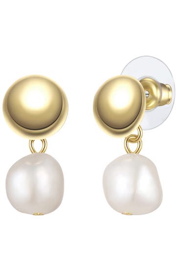 YOKOAMII Ohrringe Ohrhänger gelbgold Süßwasser-Zuchtperle weiß weiß