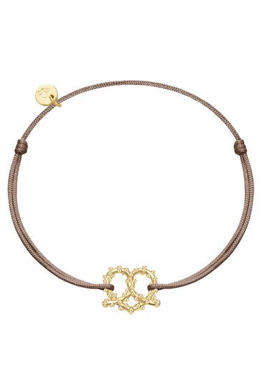 GLANZSTÜCKE MÜNCHEN Armband Armband Sterling Silber gelbgold Textil (braun) OneColor