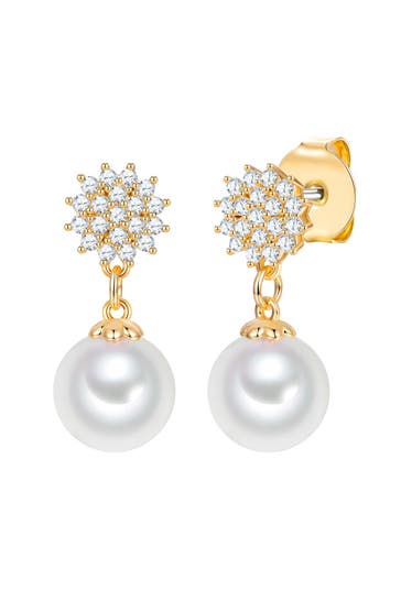 LULU & JANE Ohrringe Zirkonia Perle (synth.) weiß