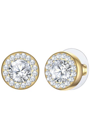 YOKOAMII Ohrringe Ohrstecker gelbgold Glaskristall weiß gelbgold