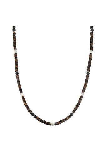 TRUE REBELS Kette Muschelkernperle braun