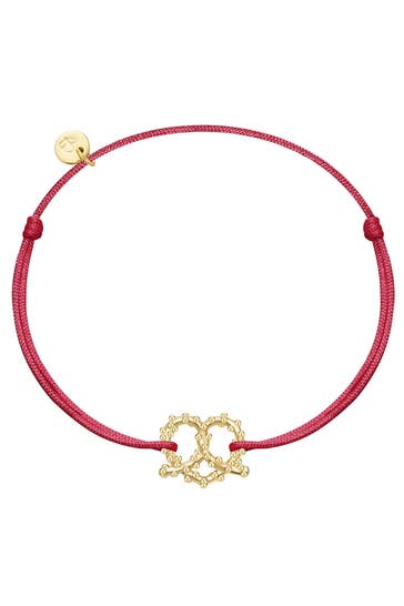 GLANZSTÜCKE MÜNCHEN Armband Sterling Silber gelbgold Textil (rot)