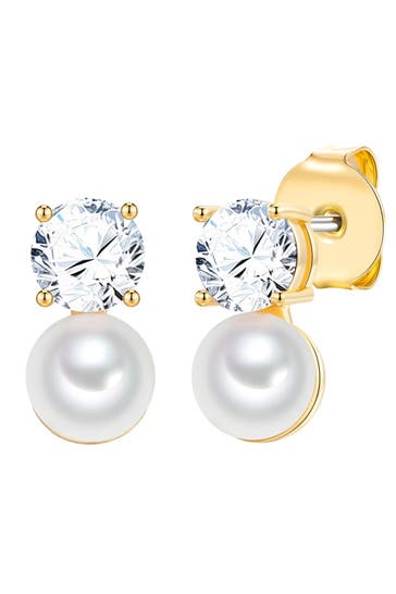 LULU & JANE Ohrringe Zirkonia Perle (synth.) weiß