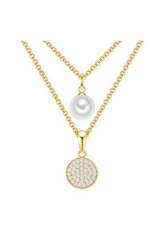 LULU & JANE Kette Muschelkernperle gelbgold