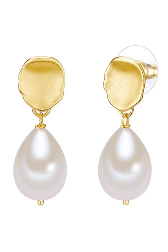 LULU & JANE Ohrringe Muschelkernperle gelbgold