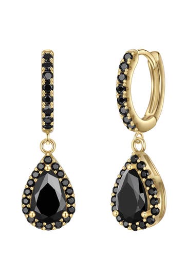 GLANZSTÜCKE MÜNCHEN Ohrringe Creolen Sterling Silber gelbgold Zirkonia schwarz gelbgold