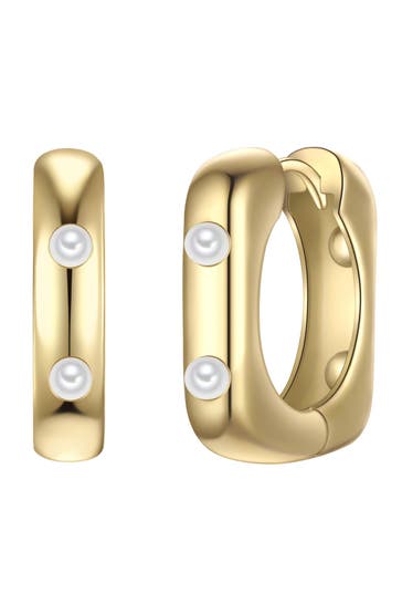 YOKOAMII Ohrringe Creolen gelbgold Perle (synth.) weiß gelbgold