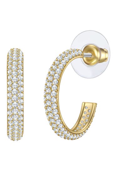 YOKOAMII Ohrringe Creolen gelbgold Zirkonia weiß gelbgold