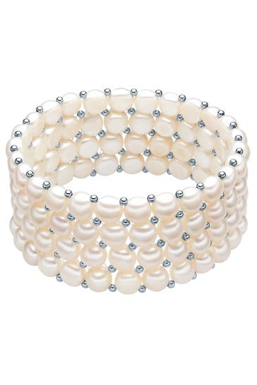 VALERO PEARLS Armband Süßwasser-Zuchtperle weiß