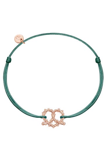 GLANZSTÜCKE MÜNCHEN Armband Armband Sterling Silber roségold Textil (dunkelgrün) roségold