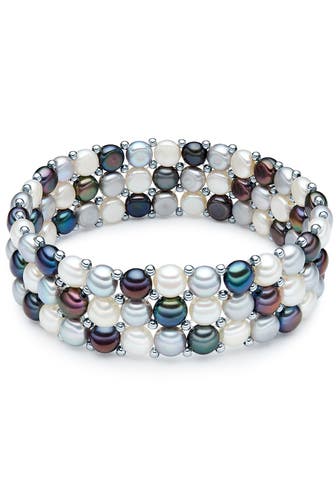 VALERO PEARLS Armband Süßwasser-Zuchtperlen multicolor