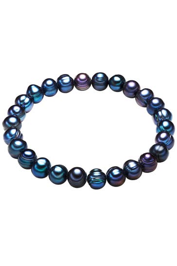 VALERO PEARLS Armband Süßwasser-Zuchtperle blau