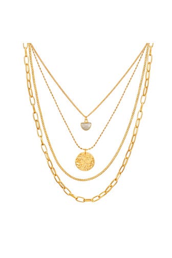 LULU & JANE Kette Muschelkernperle gelbgold