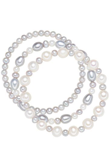 VALERO PEARLS Armband Süßwasser-Zuchtperle grau