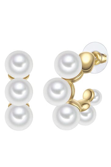 YOKOAMII Ohrringe Creolen gelbgold Perle (synth.) weiß gelbgold