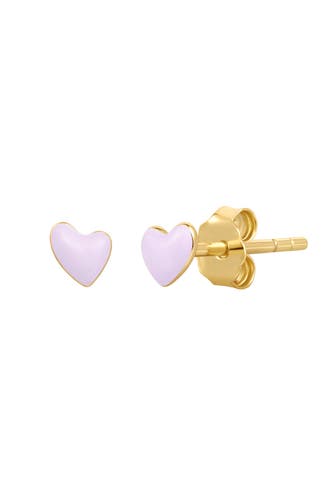 GLANZSTÜCKE MÜNCHEN Ohrringe Ohrstecker Sterling Silber gelbgold Emaille violett gelbgold