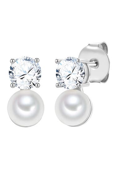 LULU & JANE Ohrringe Zirkonia Perle (synth.) weiß