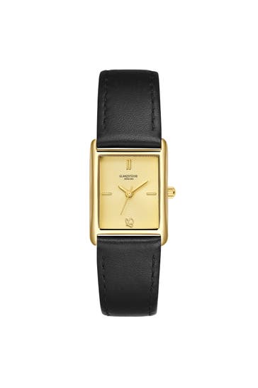 GLANZSTÜCKE MÜNCHEN Quarzuhr Damen Quarzuhr gelbgold Echtleder schwarz