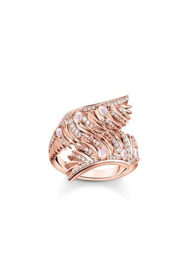 THOMAS SABO Ring Phönix-Flügel mit rosa Steinen roségold 925 Sterlingsilber, 750 Roségold Vergoldung