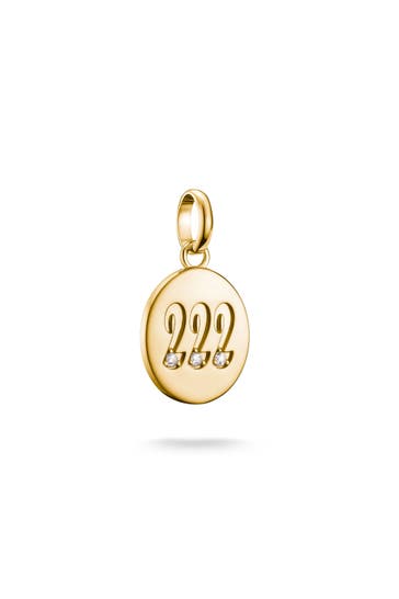 THOMAS SABO Charm-Anhänger Engelzahl 222 mit Steinen Connect vergoldet 18k Vergoldung, Recyceltes 925 Silber