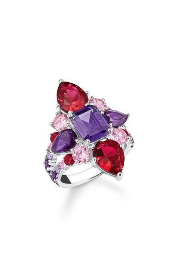 THOMAS SABO Cocktailring mit buten Steinen in drei Schliffarten Silber 925 Sterlingsilber