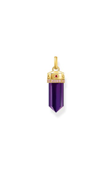 THOMAS SABO Kettenanhänger mit facettierten imitierten Amethyst vergoldet 750 Gelbgold Vergoldung, 925 Sterlingsilber