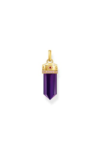 THOMAS SABO Kettenanhänger mit facettierten imitierten Amethyst vergoldet 750 Gelbgold Vergoldung, 925 Sterlingsilber