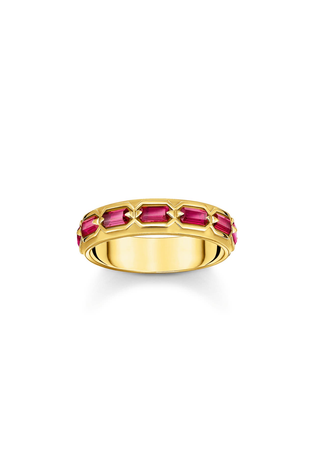 THOMAS SABO Ring 750 Gelbgold Vergoldung, 925 Sterlingsilber gelbgoldfarben,dunkelrot, Bild 1
