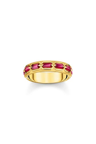 THOMAS SABO Ring 750 Gelbgold Vergoldung, 925 Sterlingsilber gelbgoldfarben,dunkelrot