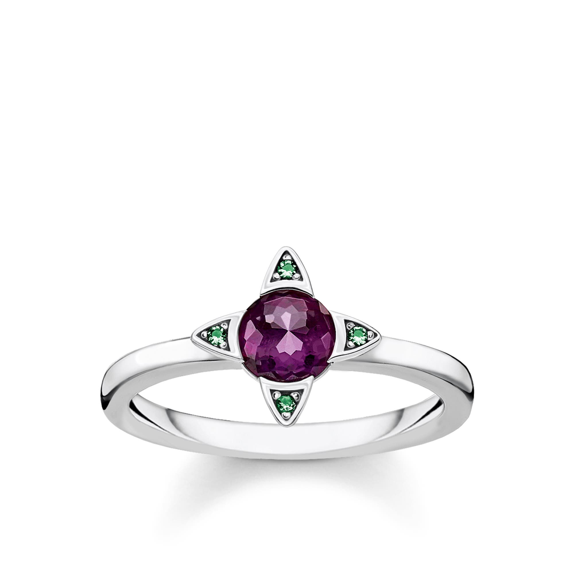 THOMAS SABO Ring Facettiert – 925 Sterlingsilber, Geschwärzt, Mit Sanduhr-Motiv, Damenring