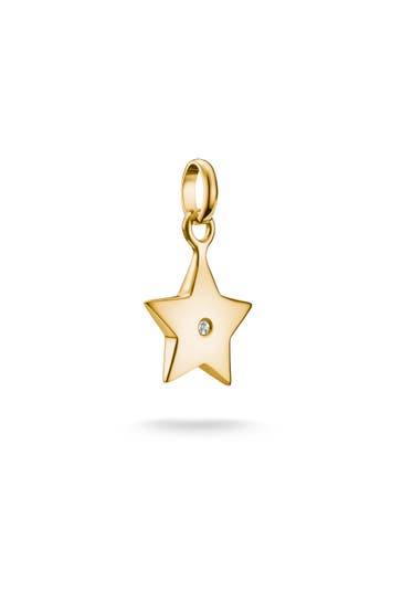 THOMAS SABO Charm-Anhänger Stern mit weißem Stein Connect vergoldet 18k Vergoldung, Recyceltes 925 Silber