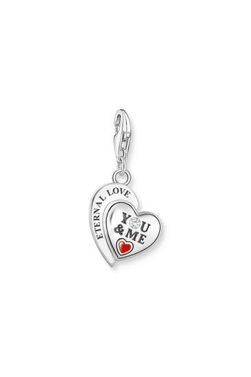 THOMAS SABO Charm-Anhänger YOU & Me Herz Silber 925 Sterlingsilber, geschwärzt, Kaltemail