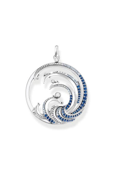 THOMAS SABO Anhänger Welle mit blauen Steinen 925 Sterlingsilber, geschwärzt