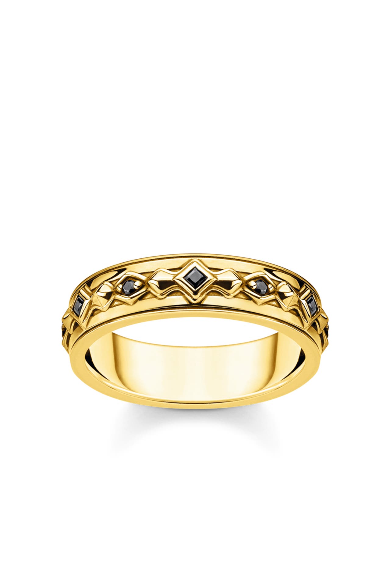 THOMAS SABO Ring 925 Sterlingsilber, 750 Gelbgold Vergoldung schwarz,gelbgoldfarben, Bild 1