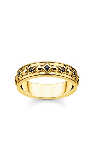 THOMAS SABO Ring 925 Sterlingsilber, 750 Gelbgold Vergoldung schwarz,gelbgoldfarben