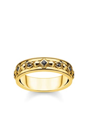 THOMAS SABO Ring 925 Sterlingsilber, 750 Gelbgold Vergoldung schwarz,gelbgoldfarben