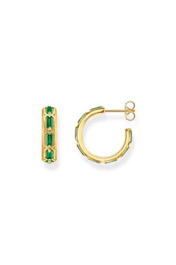 THOMAS SABO Ohrringe 750 Gelbgold Vergoldung, 925 Sterlingsilber gold-grün