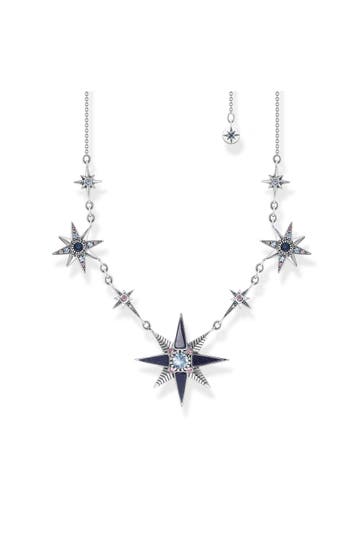 THOMAS SABO Kette 925 Sterlingsilber, geschwärzt silberfarben,violett,dunkelblau,hellblau