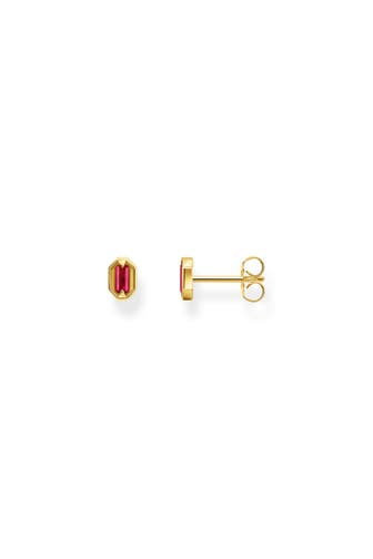 THOMAS SABO Ohrringe 750 Gelbgold Vergoldung, 925 Sterlingsilber gelbgoldfarben,dunkelrot