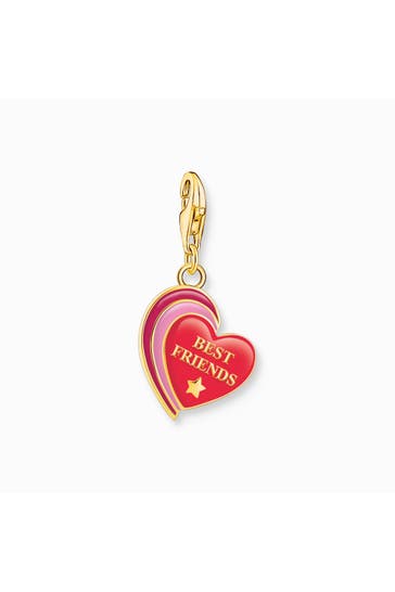 THOMAS SABO Charm-Anhänger BEST FRIENDS Herz vergoldet 925 Sterlingsilber, Kaltemail, 750 Gelbgold Vergoldung