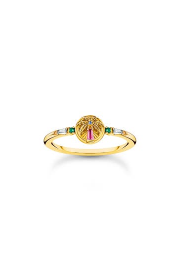 THOMAS SABO Ring 925 Sterlingsilber, 750 Gelbgold Vergoldung gelbgoldfarben,grün,blau,orange,rot,weiß