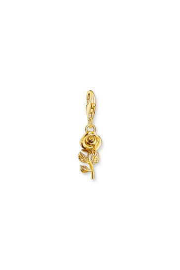 THOMAS SABO Charm-Anhänger Rose vergoldet 925 Sterlingsilber, 750 Gelbgold Vergoldung
