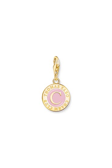 THOMAS SABO - Member Charm pinker Charmista Coin vergoldet 750 Gelbgold Vergoldung, 925 Sterlingsilber, Kaltemail