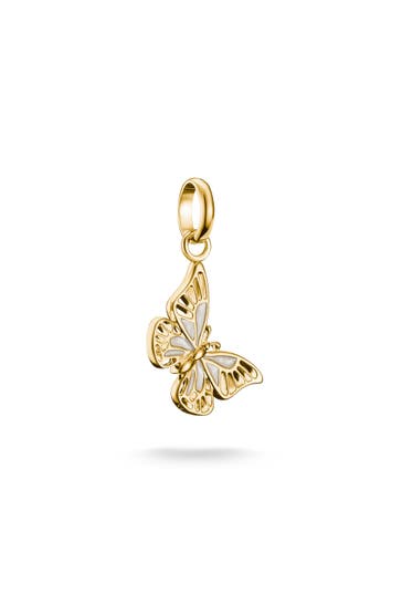 THOMAS SABO Charm-Anhänger Schmetterling Connect vergoldet 18k Vergoldung, Recyceltes 925 Silber, Kaltemail