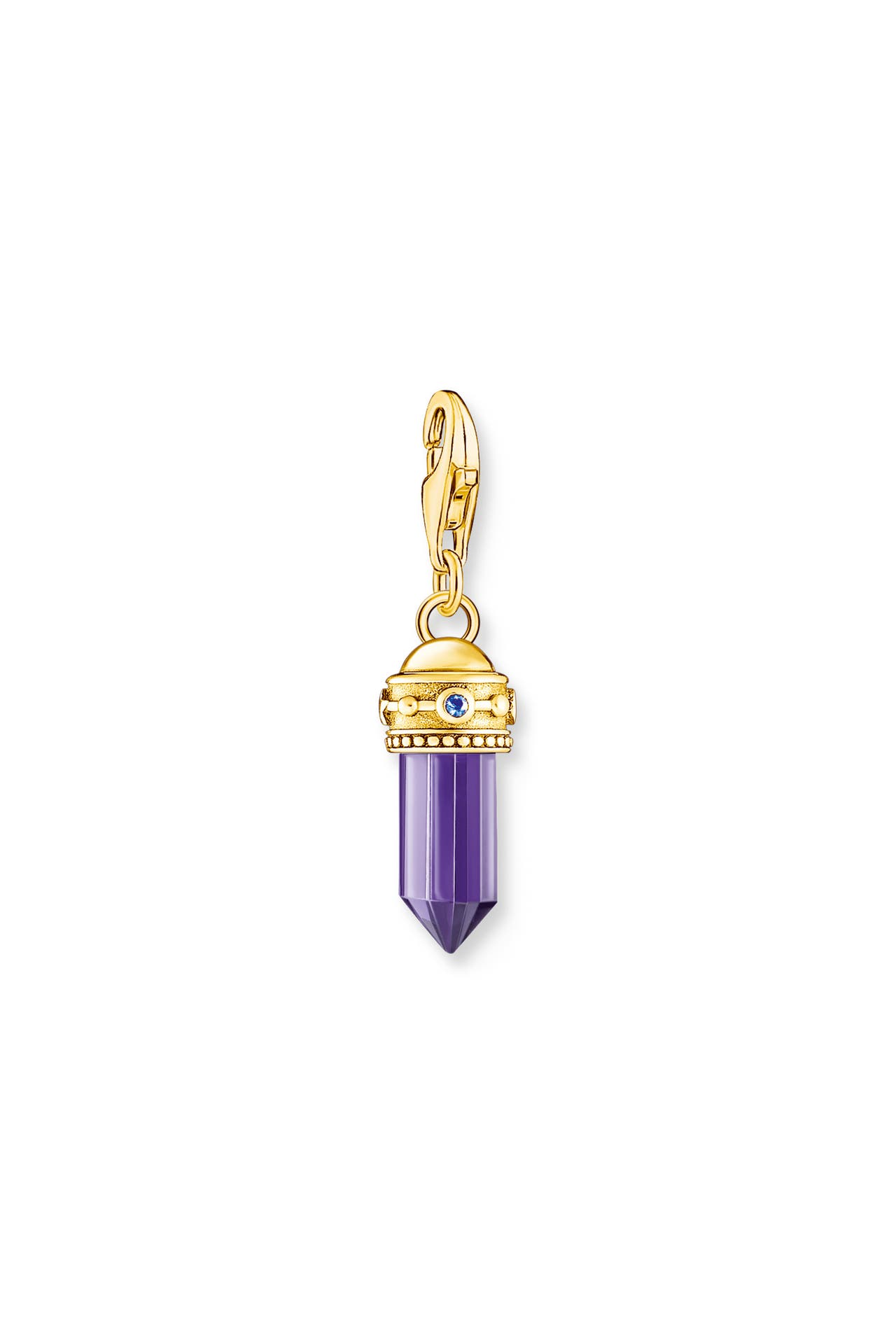 THOMAS SABO Charm-Anhänger Hexagon mit imitiertem Amethyst vergoldet 925 Sterlingsilber, 750 Gelbgold Vergoldung, Bild 1