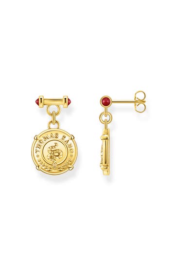 THOMAS SABO Ohrringe 925 Sterlingsilber, 750 Gelbgold Vergoldung gold,rot
