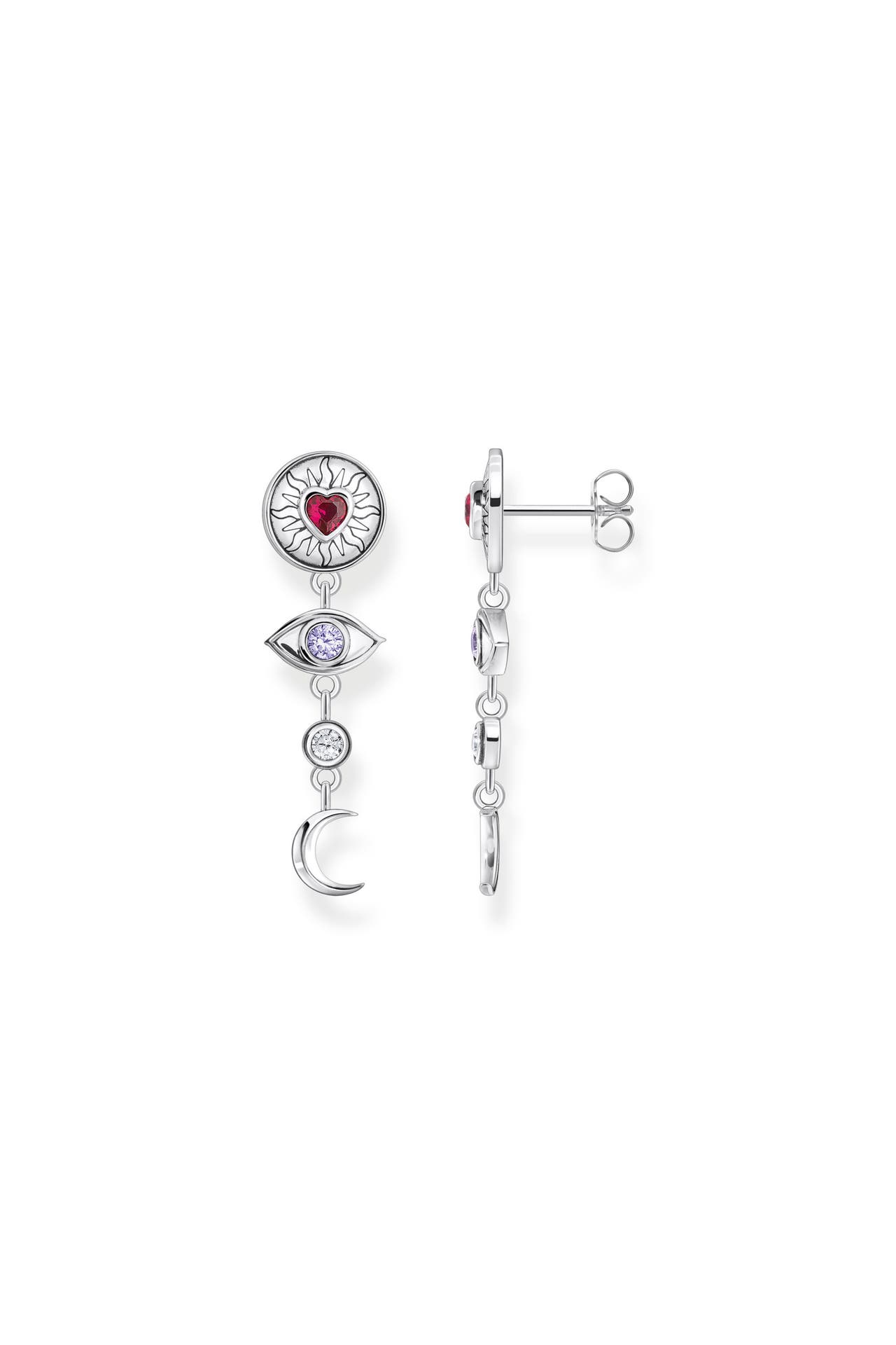 THOMAS SABO Ohrringe 925 Sterlingsilber, geschwärzt silberfarben,weiß,lavender,pink,rot, Bild 1