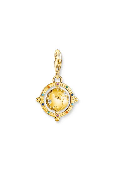 THOMAS SABO Charm-Anhänger bunte Weltkugel vergoldet 750 Gelbgold Vergoldung, 925 Sterlingsilber